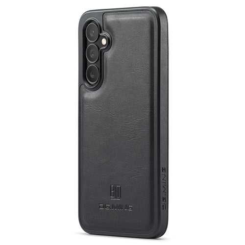 DG.MING For Samsung Galaxy S25+ Case Anti-Drop Leather Coated PC+TPU Phone Back Cover - Black - 1