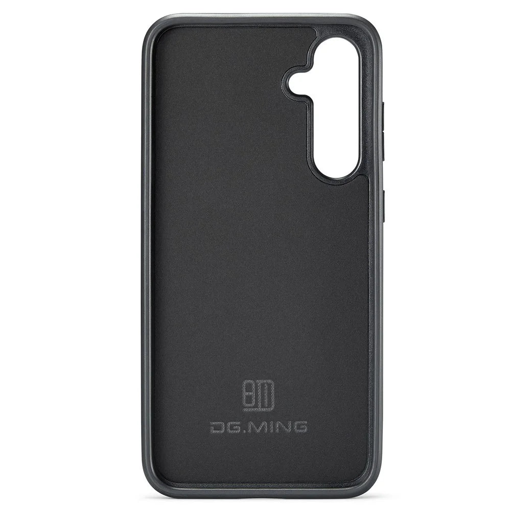 DG.MING For Samsung Galaxy S25 Case Anti-Drop Leather Coated PC+TPU Phone Back Cover - Black - 4