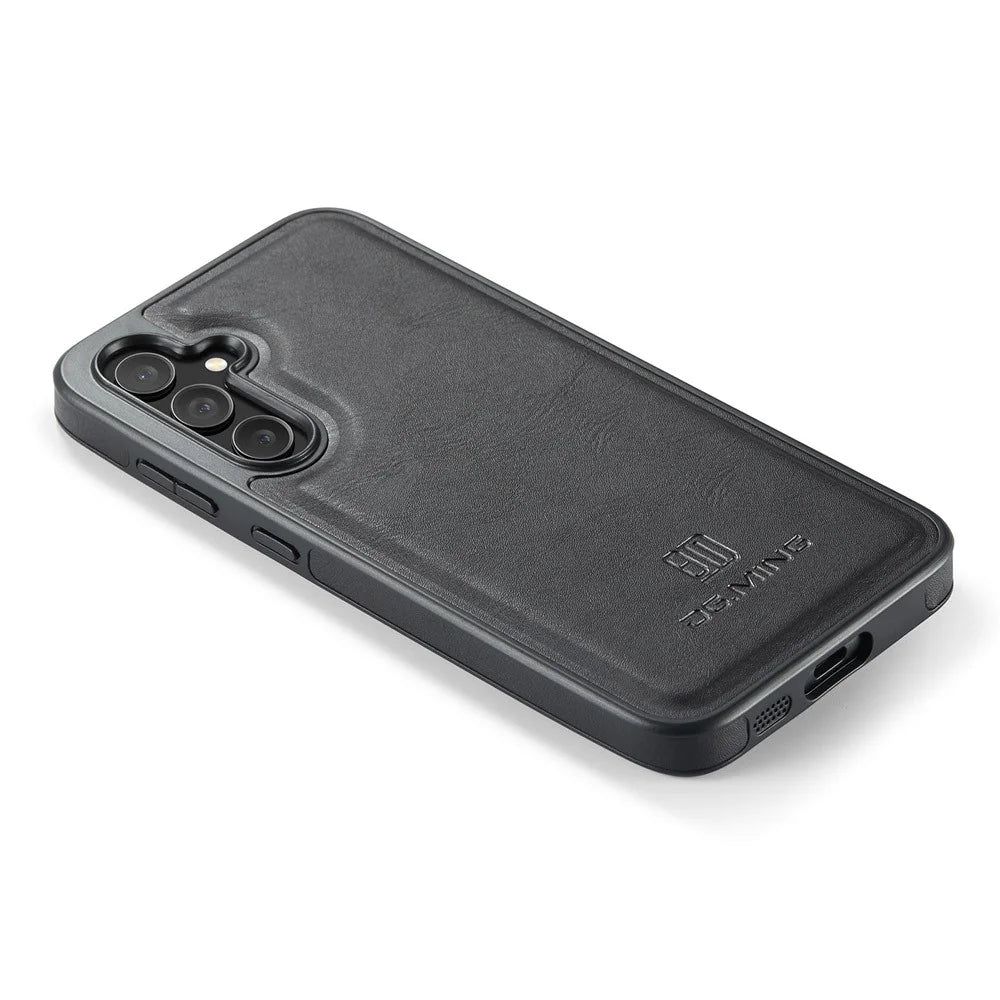 DG.MING For Samsung Galaxy S25 Case Anti-Drop Leather Coated PC+TPU Phone Back Cover - Black - 6