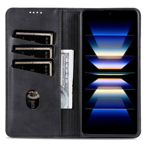 AZNS For Samsung Galaxy A36 5G Case Cowhide Texture PU Leather Wallet Phone Cover - Black - 2