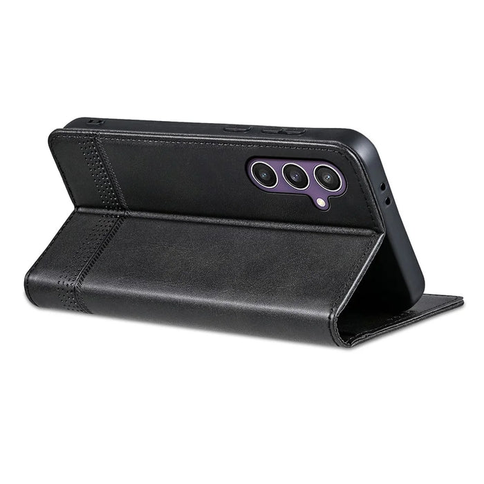 AZNS For Samsung Galaxy A36 5G Case Cowhide Texture PU Leather Wallet Phone Cover - Black - 4
