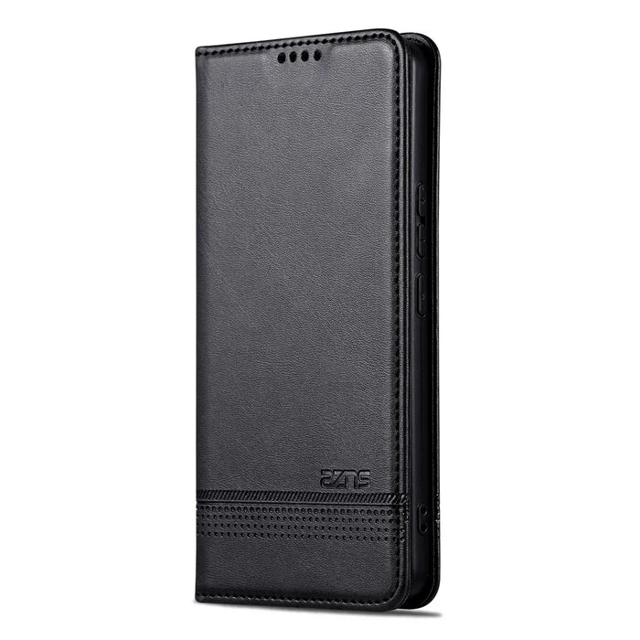 AZNS For Samsung Galaxy A36 5G Case Cowhide Texture PU Leather Wallet Phone Cover - Black - 7