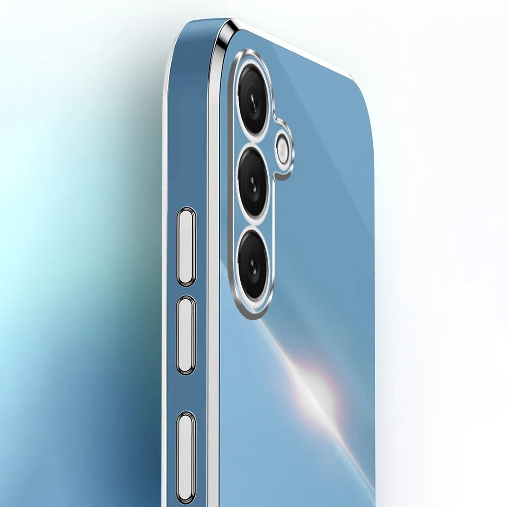 XINLI For Samsung Galaxy S25 Case TPU Phone Cover with Electroplating Frame - Cyan - 4