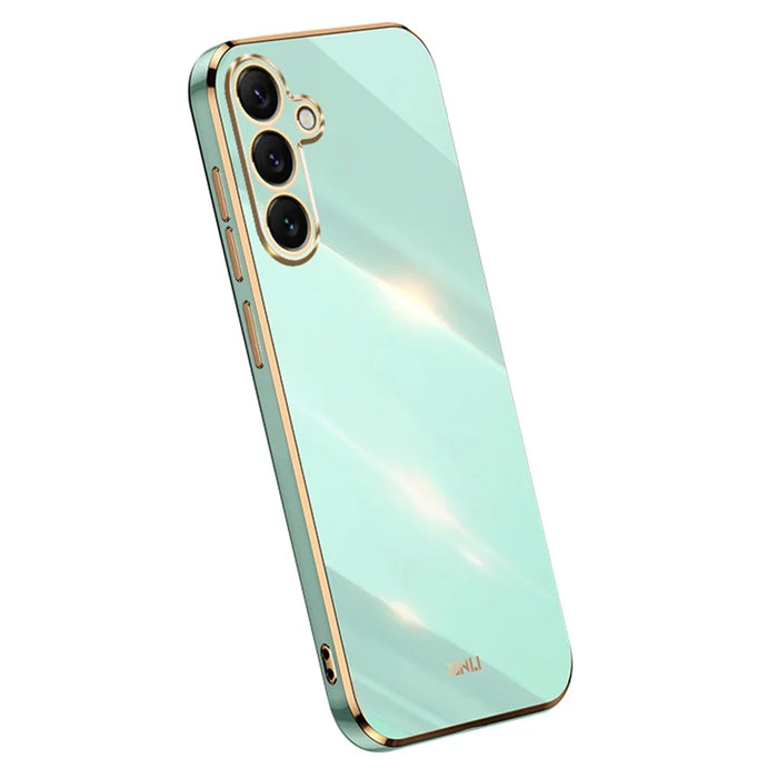 XINLI For Samsung Galaxy S25+ Case TPU Phone Cover with Electroplating Frame - Cyan - 1