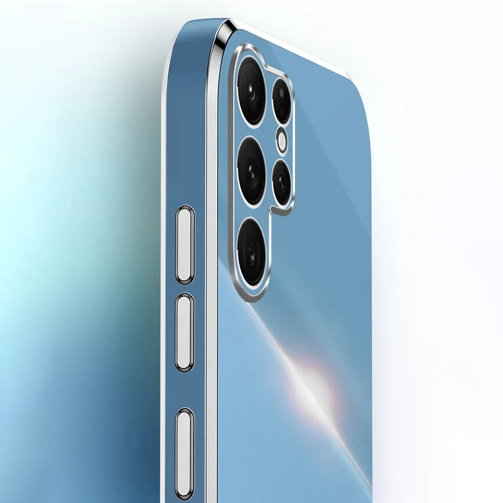XINLI For Samsung Galaxy S25 Ultra Case Ring Kickstand Electroplating TPU Phone Cover - Cyan - 3