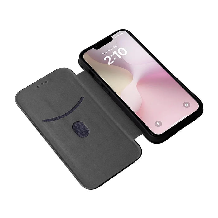 For iPhone 17e / 16e Case Carbon Fiber Texture Drop-Proof PU Leather Phone Cover - Black - 4