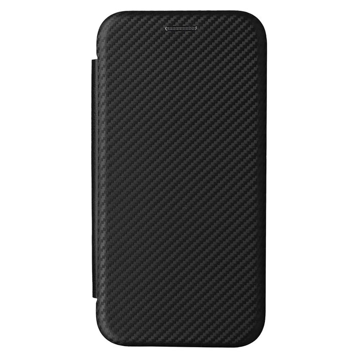 For iPhone 17e / 16e Case Carbon Fiber Texture Drop-Proof PU Leather Phone Cover - Black - 6