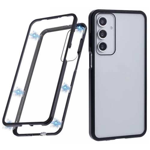 For Samsung Galaxy A16 4G / 5G Full Body Case Magnetic Tempered Glass Double-Sided Phone Case - Black - 1