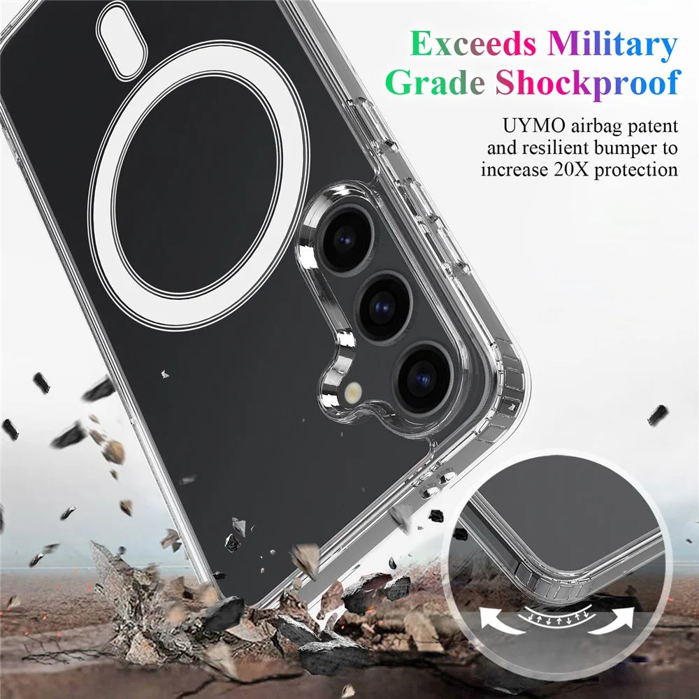 For Samsung Galaxy S25 Clear Case TPU + Acrylic Magnetic Phone Cover - 4