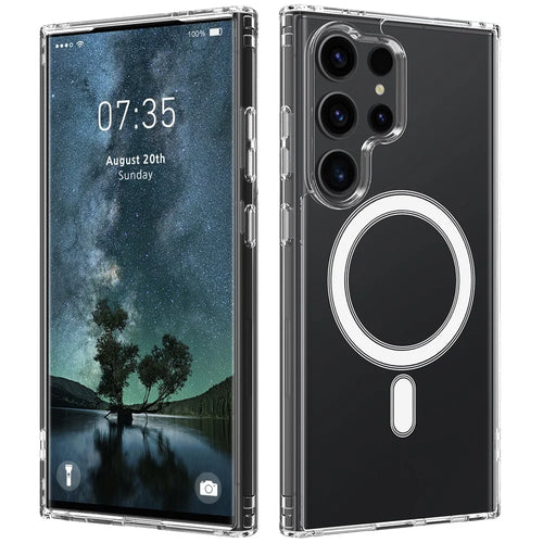 For Samsung Galaxy S25 Ultra Clear Case TPU + Acrylic Magnetic Phone Cover - 1