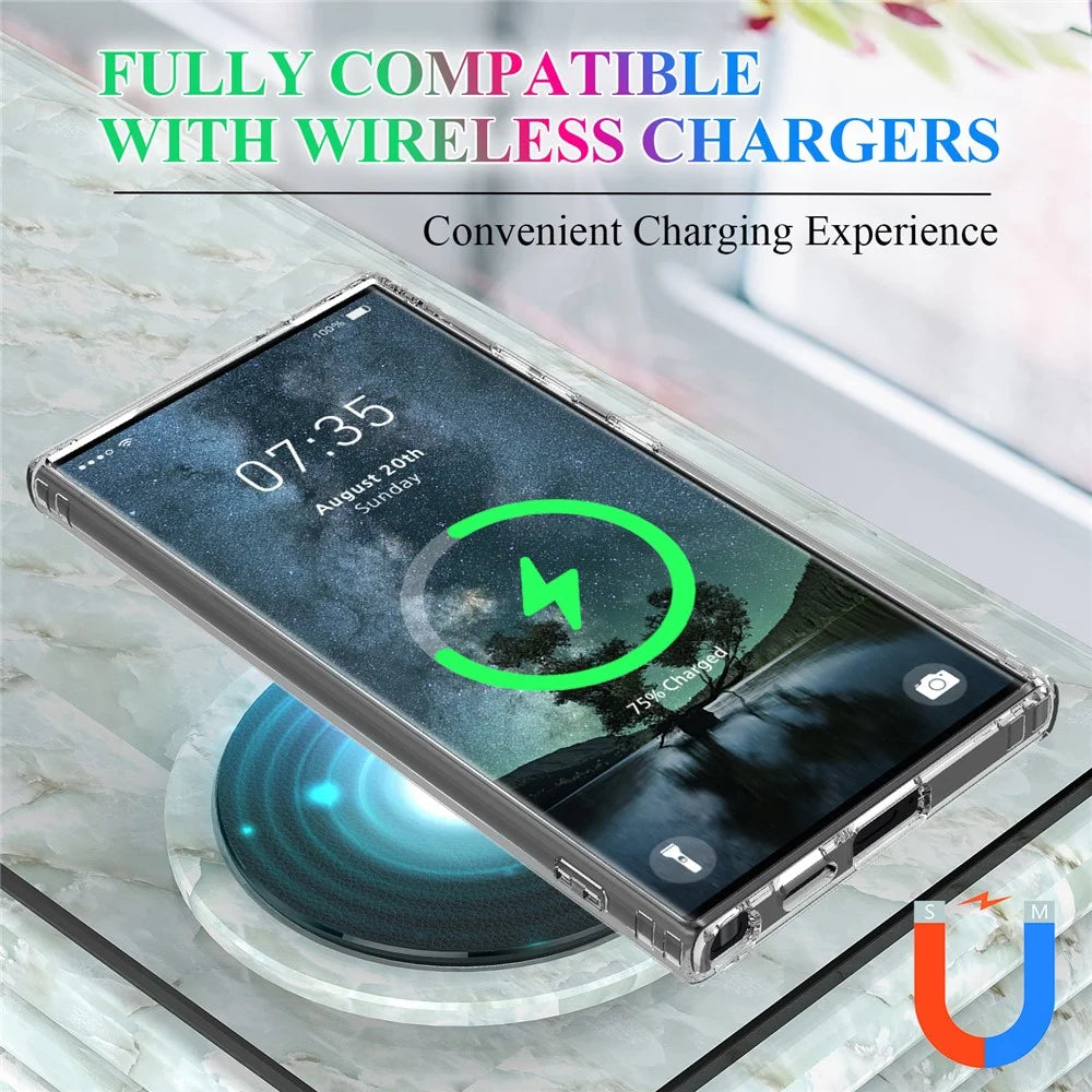 For Samsung Galaxy S25 Ultra Clear Case TPU + Acrylic Magnetic Phone Cover - 3