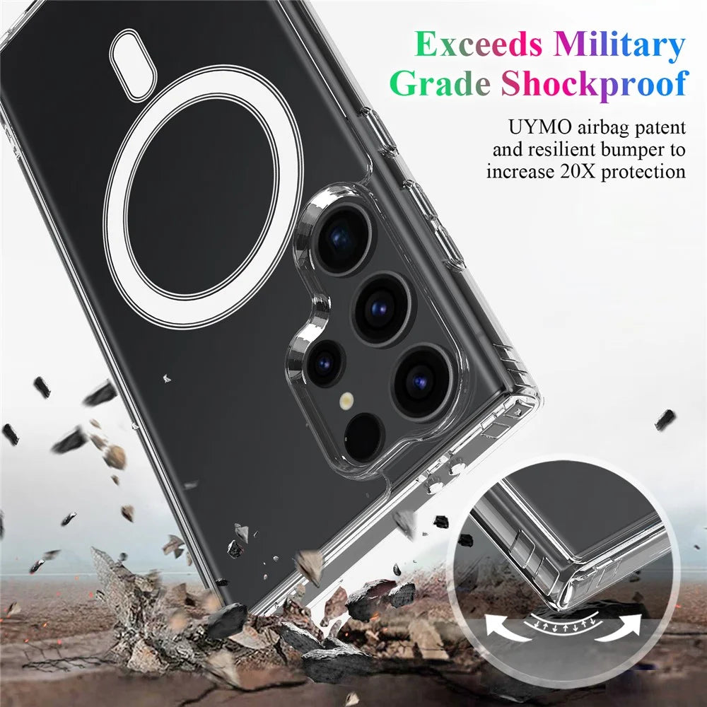 For Samsung Galaxy S25 Ultra Clear Case TPU + Acrylic Magnetic Phone Cover - 4
