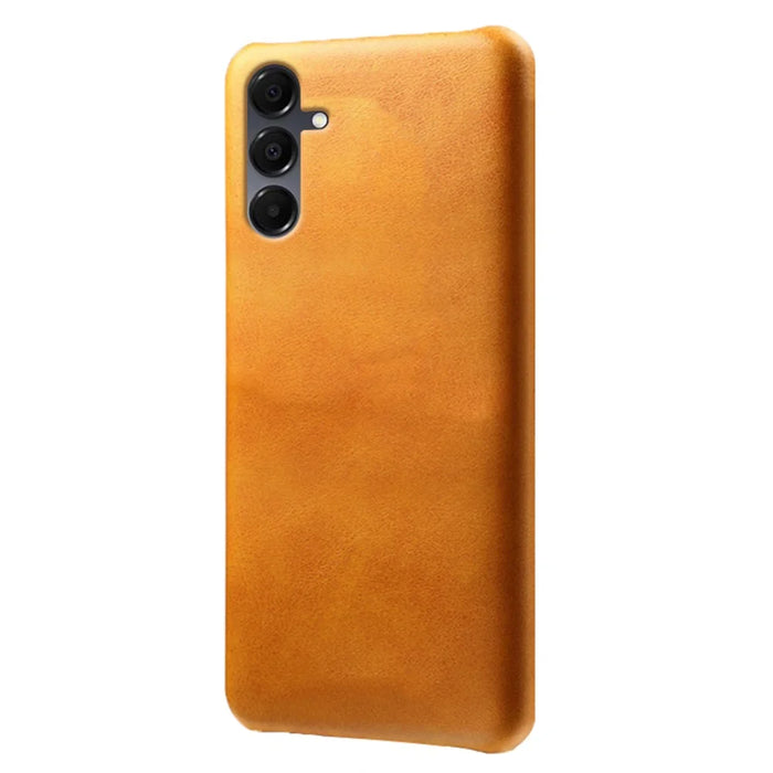 For Samsung Galaxy A16 4G / 5G Case Calf Texture PU Leather Hard PC Protective Phone Cover - Orange - 1