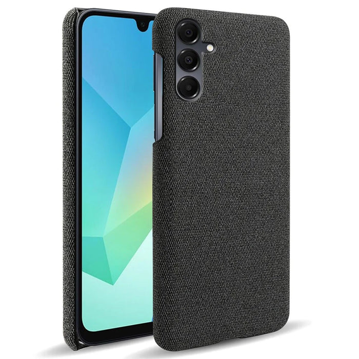 For Samsung Galaxy A16 4G / 5G Phone Case Cloth Texture Anti-Scratch Protective PC Back Cover - Black - 1