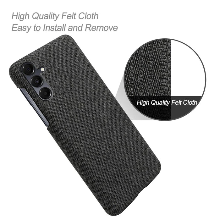 For Samsung Galaxy A16 4G / 5G Phone Case Cloth Texture Anti-Scratch Protective PC Back Cover - Black - 2