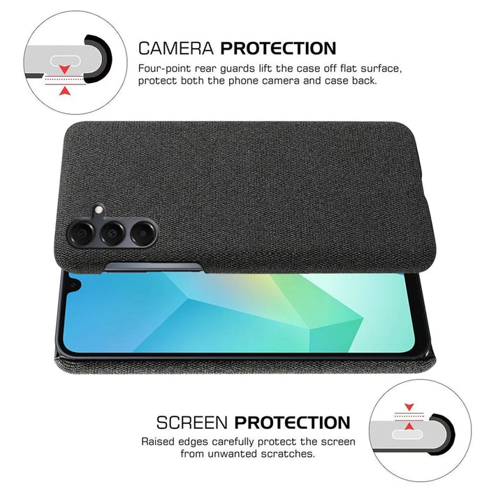 For Samsung Galaxy A16 4G / 5G Phone Case Cloth Texture Anti-Scratch Protective PC Back Cover - Black - 3