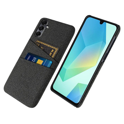 For Samsung Galaxy A16 4G / 5G Case Cloth + Hard PC Phone Cover with Dual Card Slots -  Black - 1