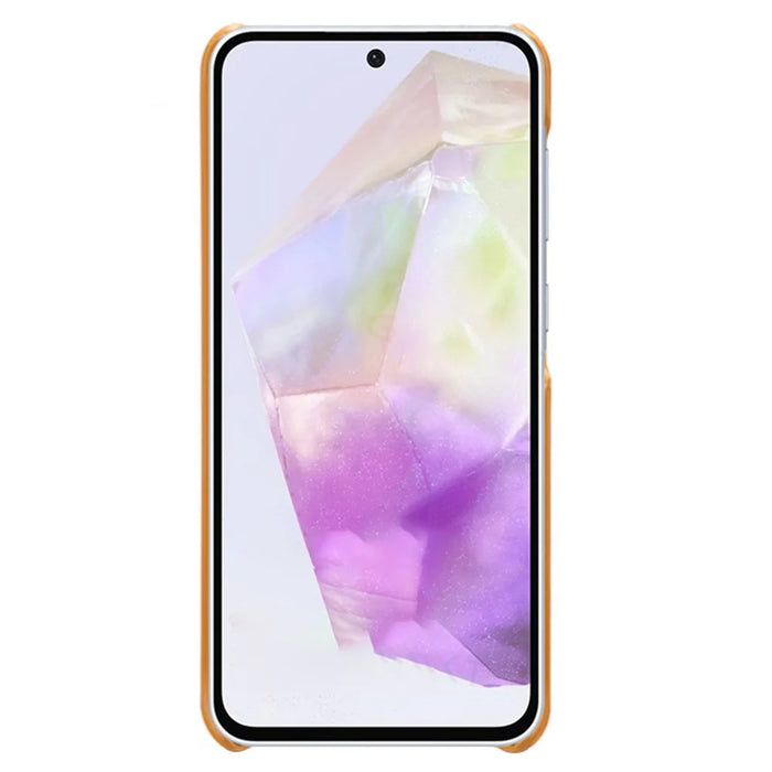 For Samsung Galaxy A36 5G Case Calf Texture PU Leather Hard PC Protective Phone Cover - Orange - 4
