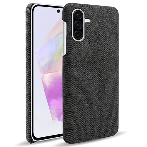 For Samsung Galaxy A36 5G Phone Case Cloth Texture Anti-Scratch Protective PC Back Cover - Black - 1