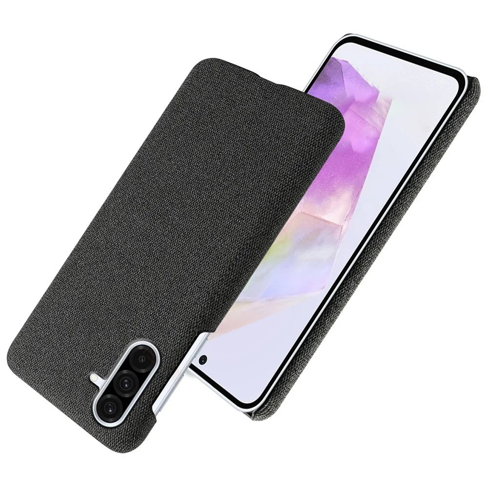 For Samsung Galaxy A36 5G Phone Case Cloth Texture Anti-Scratch Protective PC Back Cover - Black - 4