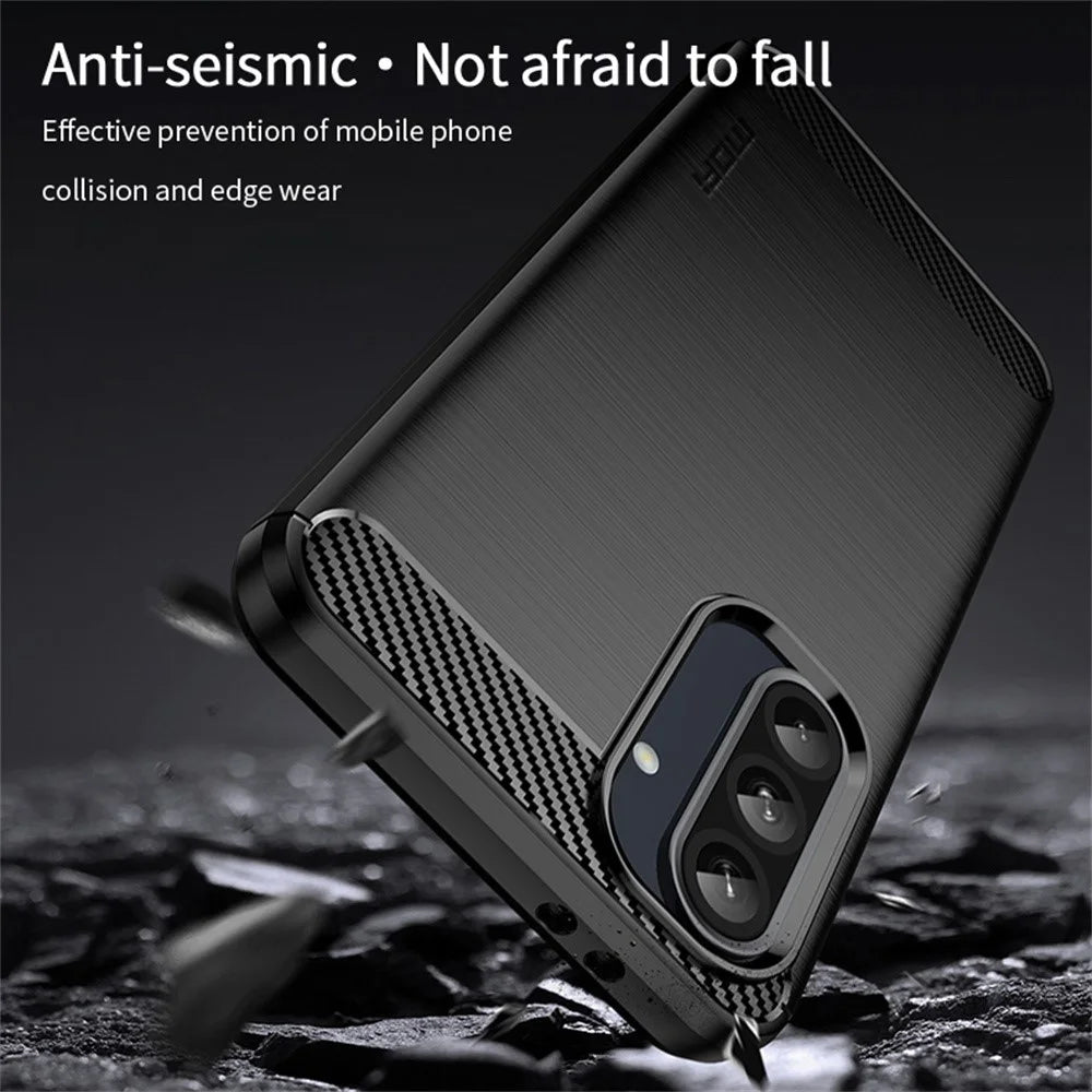MOFI JK TPU Series-1 For Samsung Galaxy A36 5G Case Carbon Fiber Texture TPU Soft Phone Cover - Black - 6