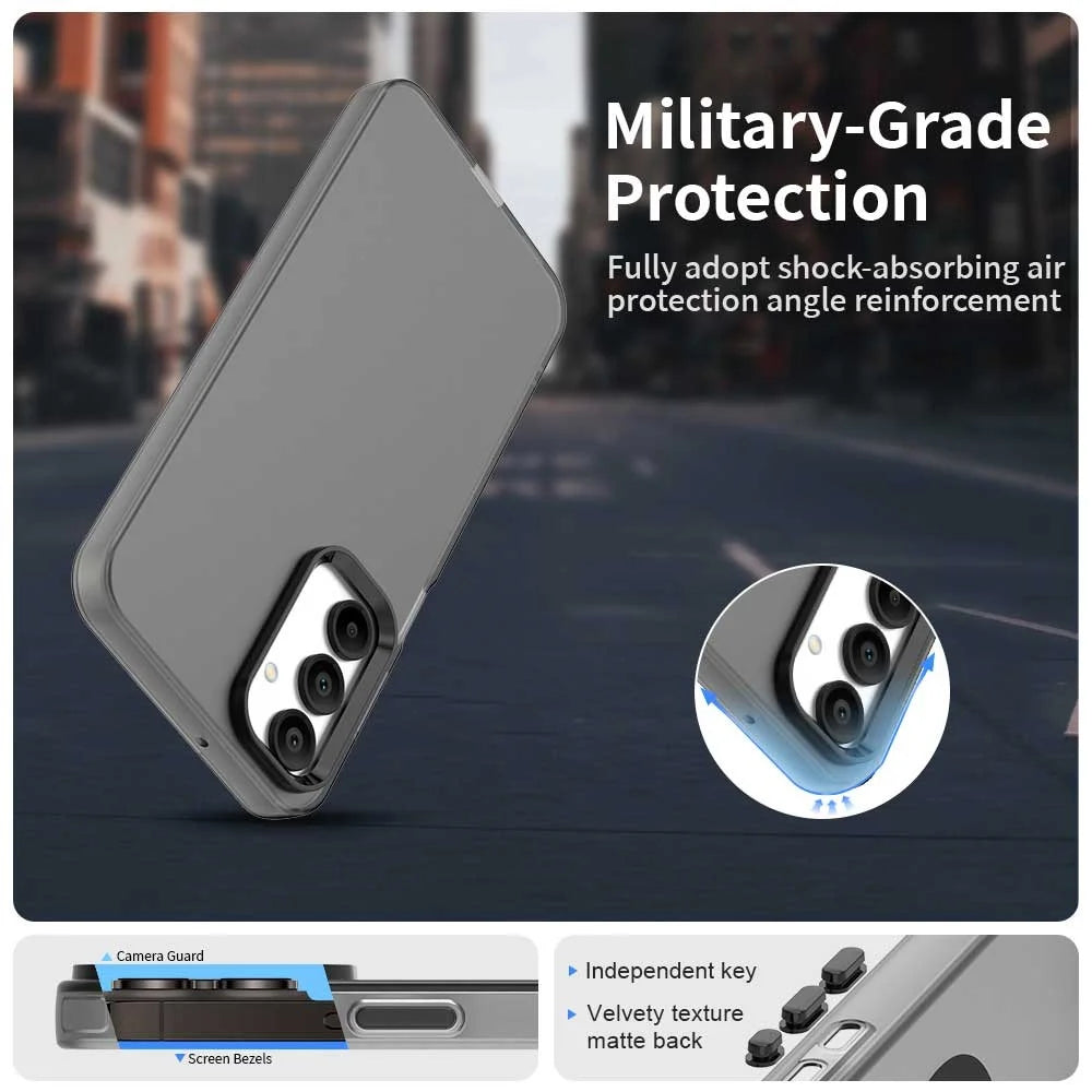 For Samsung Galaxy A35 5G Case PC+TPU+PET Matte Anti-Drop Phone Back Cover - Black - 2