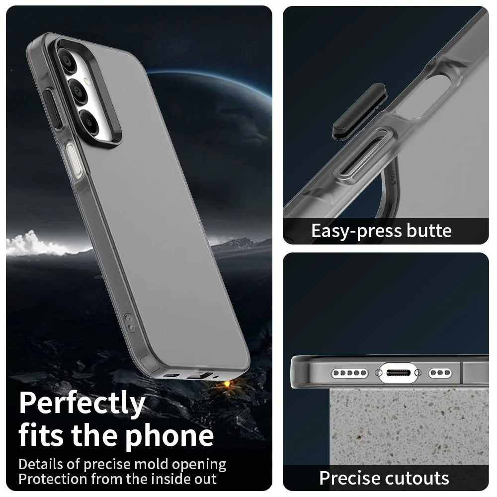 For Samsung Galaxy A35 5G Case PC+TPU+PET Matte Anti-Drop Phone Back Cover - Black - 3