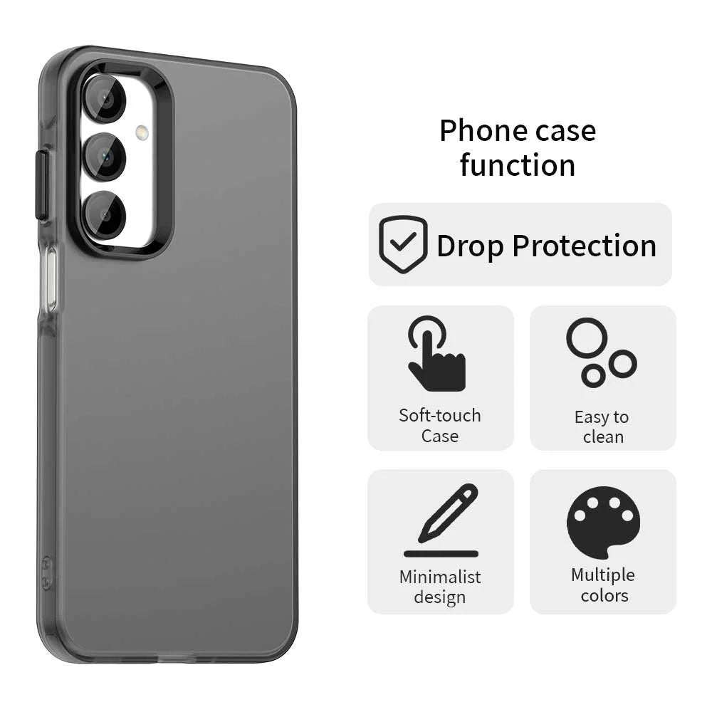 For Samsung Galaxy A35 5G Case PC+TPU+PET Matte Anti-Drop Phone Back Cover - Black - 4