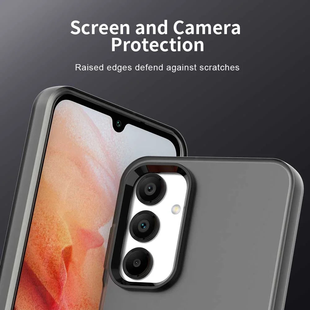 For Samsung Galaxy A35 5G Case PC+TPU+PET Matte Anti-Drop Phone Back Cover - Black - 7