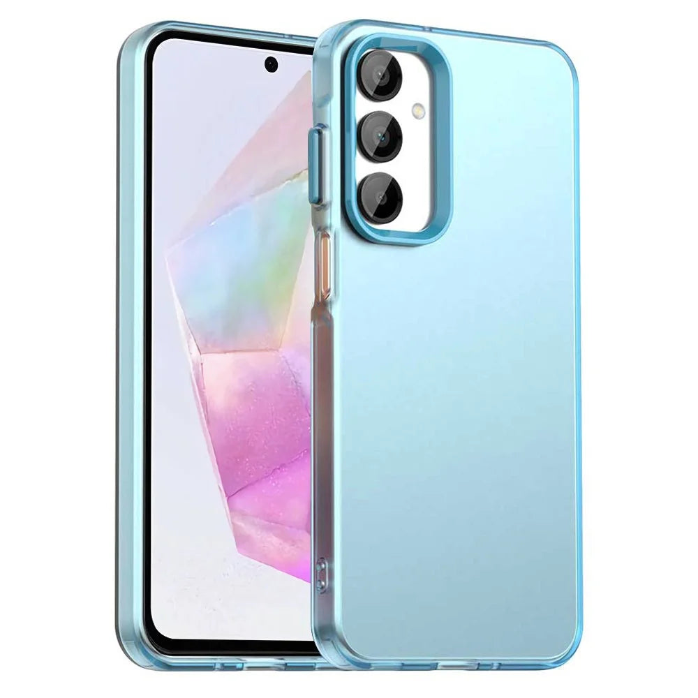 For Samsung Galaxy A55 5G Case PC+TPU+PET Matte Anti-Drop Phone Back Cover - Blue - 1