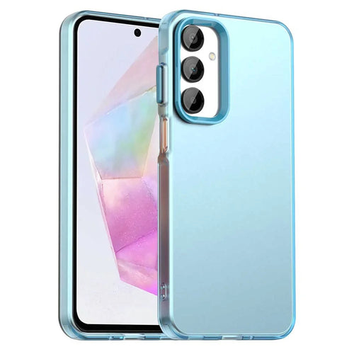 For Samsung Galaxy A55 5G Case PC+TPU+PET Matte Anti-Drop Phone Back Cover - Blue - 1