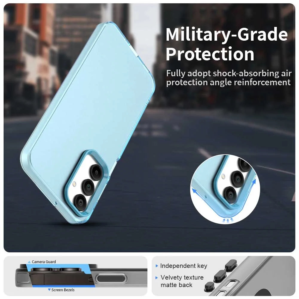 For Samsung Galaxy A55 5G Case PC+TPU+PET Matte Anti-Drop Phone Back Cover - Blue - 2