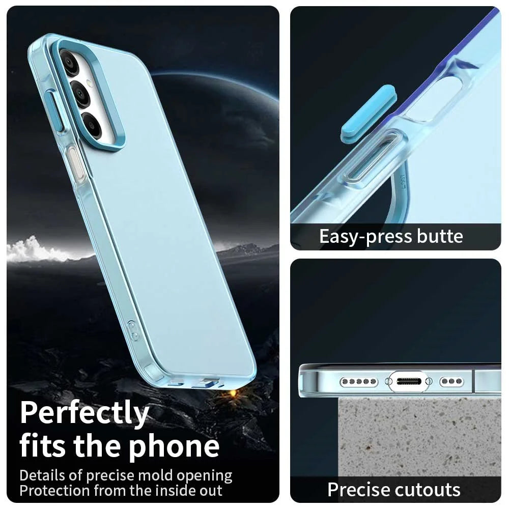For Samsung Galaxy A55 5G Case PC+TPU+PET Matte Anti-Drop Phone Back Cover - Blue - 3