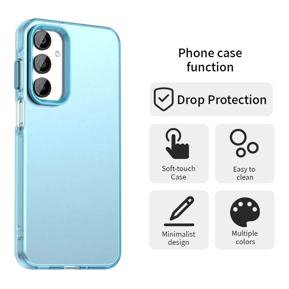 For Samsung Galaxy A55 5G Case PC+TPU+PET Matte Anti-Drop Phone Back Cover - Blue - 4