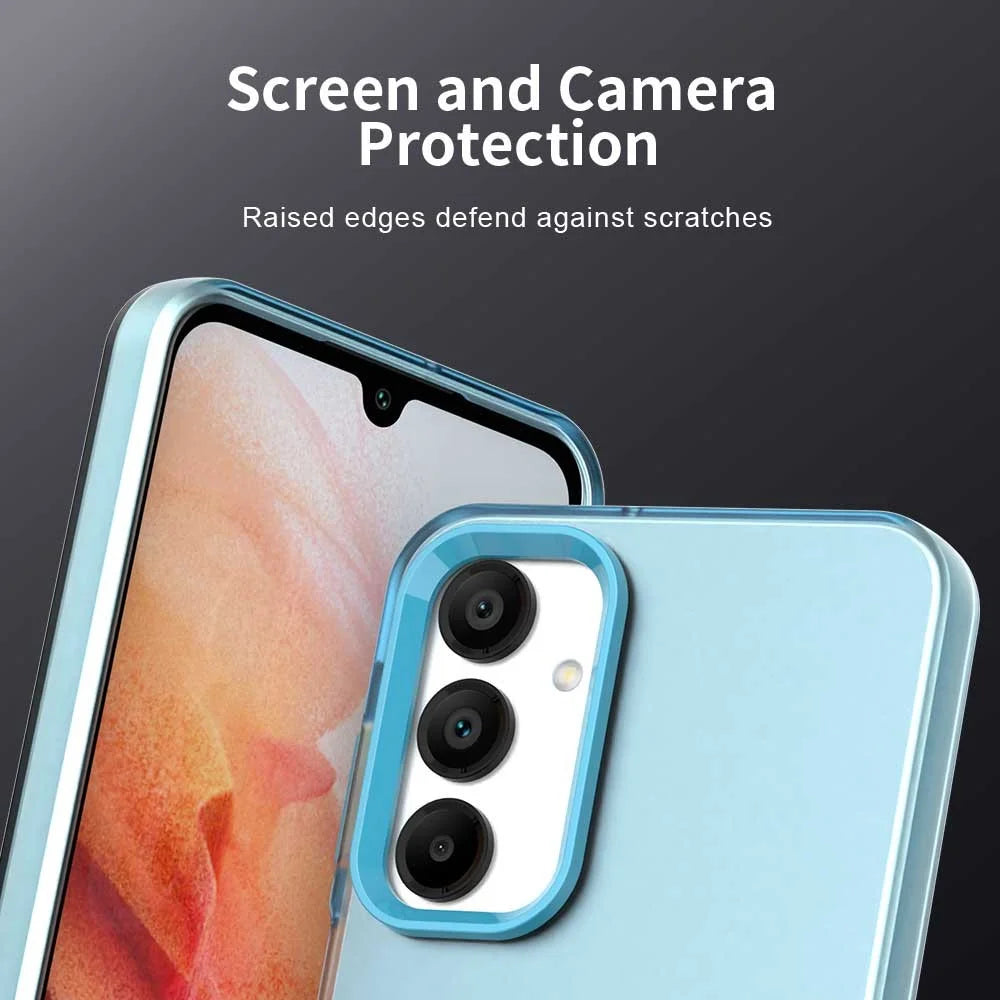 For Samsung Galaxy A55 5G Case PC+TPU+PET Matte Anti-Drop Phone Back Cover - Blue - 7