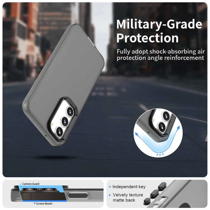 For Samsung Galaxy S23 Case PC+TPU+PET Matte Anti-Drop Phone Back Cover - Black - 2