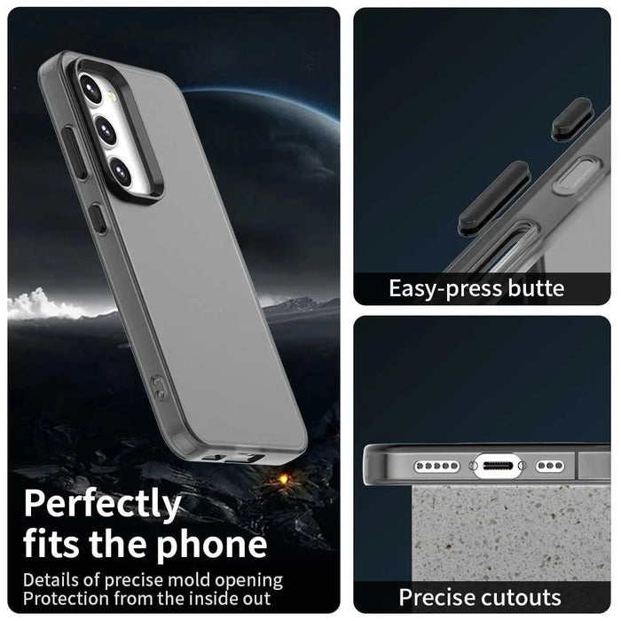 For Samsung Galaxy S23 Case PC+TPU+PET Matte Anti-Drop Phone Back Cover - Black - 3
