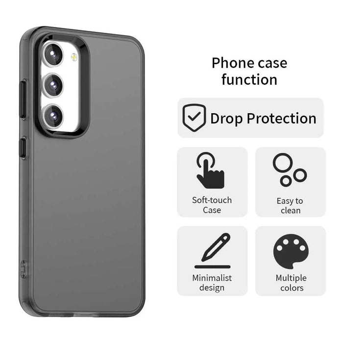 For Samsung Galaxy S23 Case PC+TPU+PET Matte Anti-Drop Phone Back Cover - Black - 4