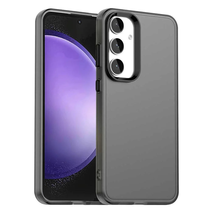 For Samsung Galaxy S23 FE Case PC+TPU+PET Matte Anti-Drop Phone Back Cover - Black - 1