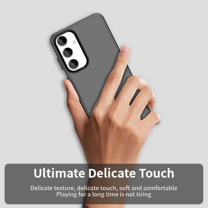 For Samsung Galaxy S23 FE Case PC+TPU+PET Matte Anti-Drop Phone Back Cover - Black - 5