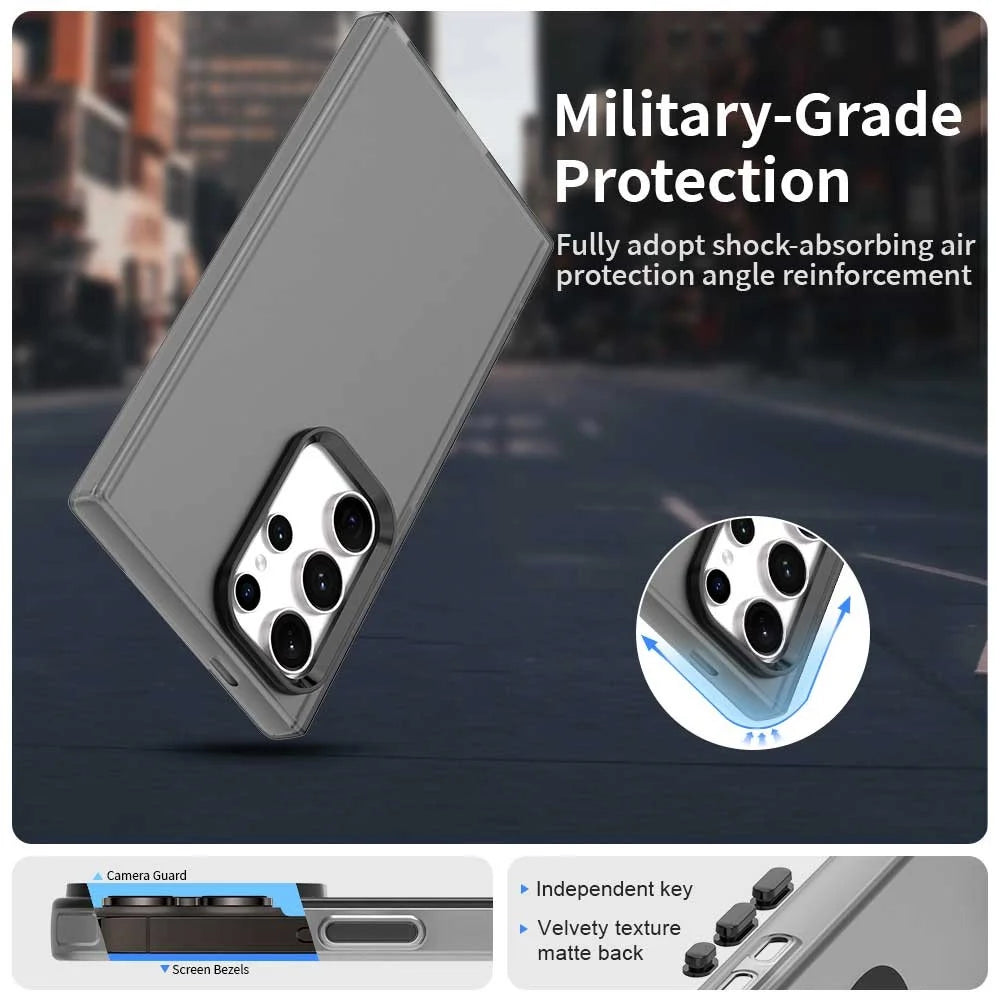 For Samsung Galaxy S23 Ultra Case PC+TPU+PET Matte Anti-Drop Phone Back Cover - Black - 2