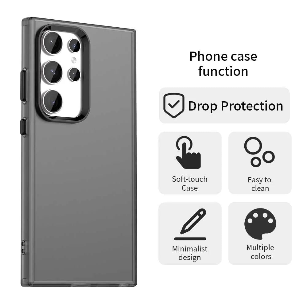 For Samsung Galaxy S23 Ultra Case PC+TPU+PET Matte Anti-Drop Phone Back Cover - Black - 4