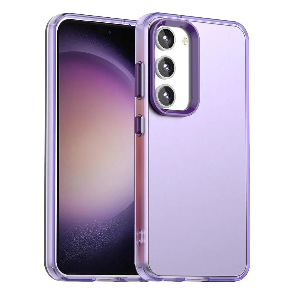 For Samsung Galaxy S23+ Case PC+TPU+PET Matte Anti-Drop Phone Back Cover - Purple - 1