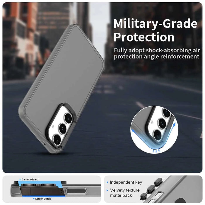 For Samsung Galaxy S24 FE Case PC+TPU+PET Matte Anti-Drop Phone Back Cover - Black - 2