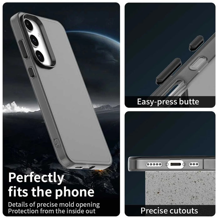 For Samsung Galaxy S24 FE Case PC+TPU+PET Matte Anti-Drop Phone Back Cover - Black - 3