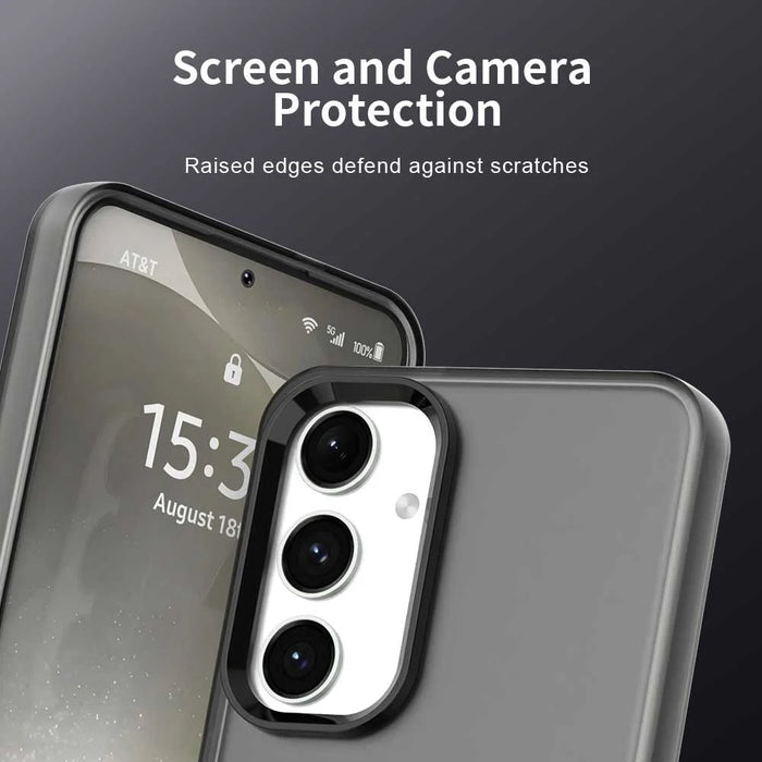 For Samsung Galaxy S24 FE Case PC+TPU+PET Matte Anti-Drop Phone Back Cover - Black - 7