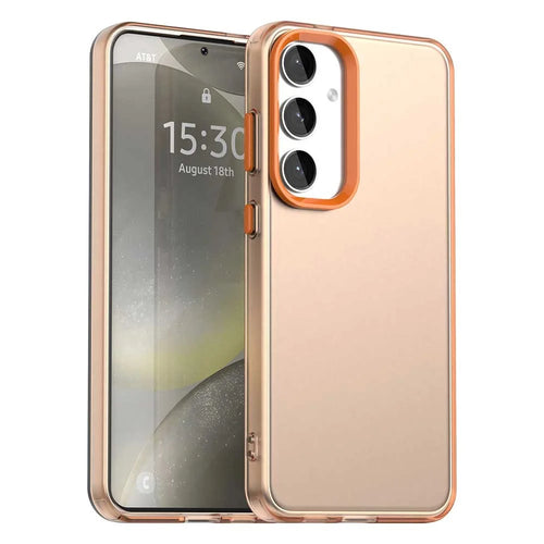 For Samsung Galaxy S25 / S24 Case PC+TPU+PET Matte Anti-Drop Phone Back Cover - Orange - 1