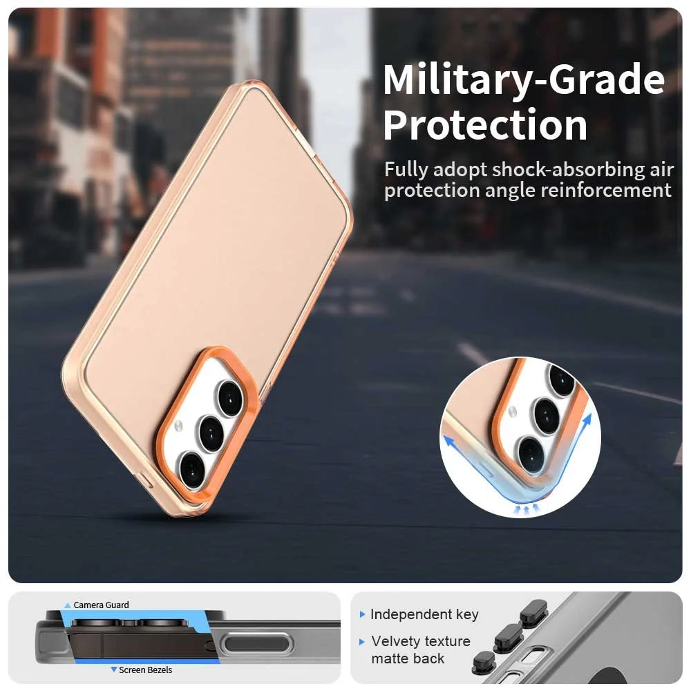 For Samsung Galaxy S25 / S24 Case PC+TPU+PET Matte Anti-Drop Phone Back Cover - Orange - 2