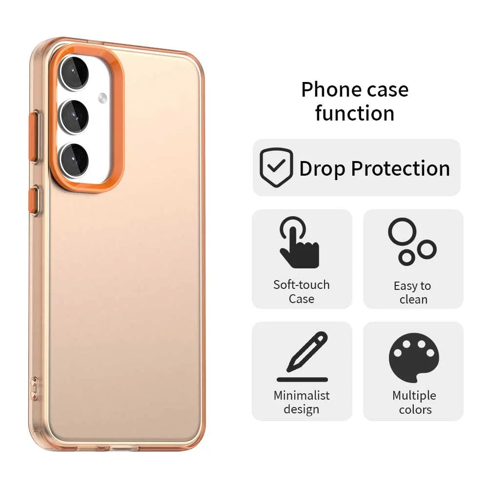 For Samsung Galaxy S25 / S24 Case PC+TPU+PET Matte Anti-Drop Phone Back Cover - Orange - 4