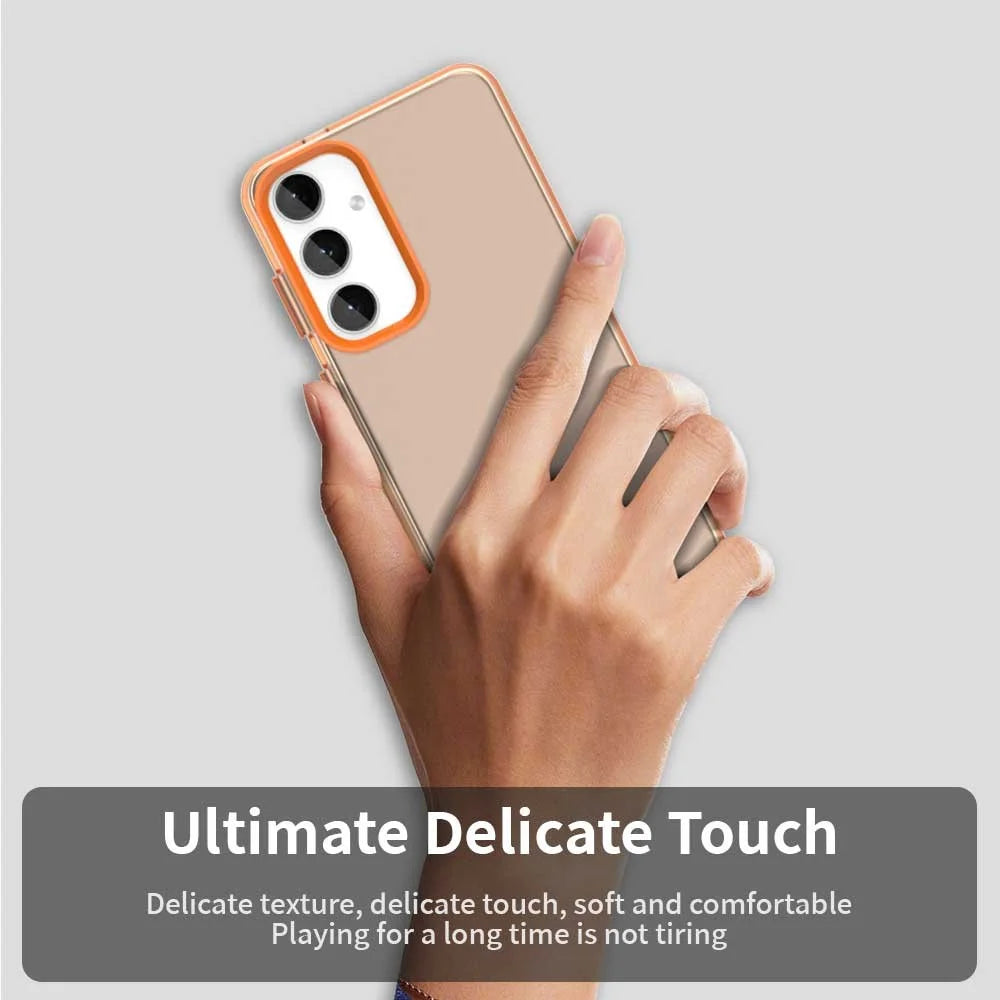 For Samsung Galaxy S25 / S24 Case PC+TPU+PET Matte Anti-Drop Phone Back Cover - Orange - 5